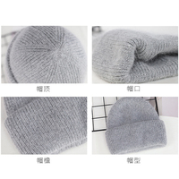 VISROVER 9 kolorów Unisex jednolity kolor prawdziwe futro z królika czapki zimowy kapelusz dla kobiety dzianiny Bonnet akrylowe kobieta jesień ciepłe Skullies 6